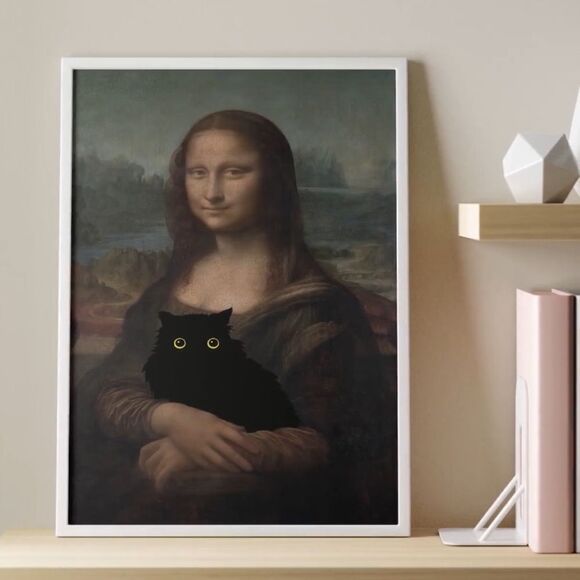 Mona Lisa Black Cat Print - Picture 3 of 4